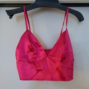Hot pink satin shein bralette top